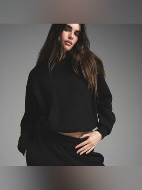 NEW SKIMS CLASSIC HOODIE COTTON FLEECE in ONYX Sz: Small